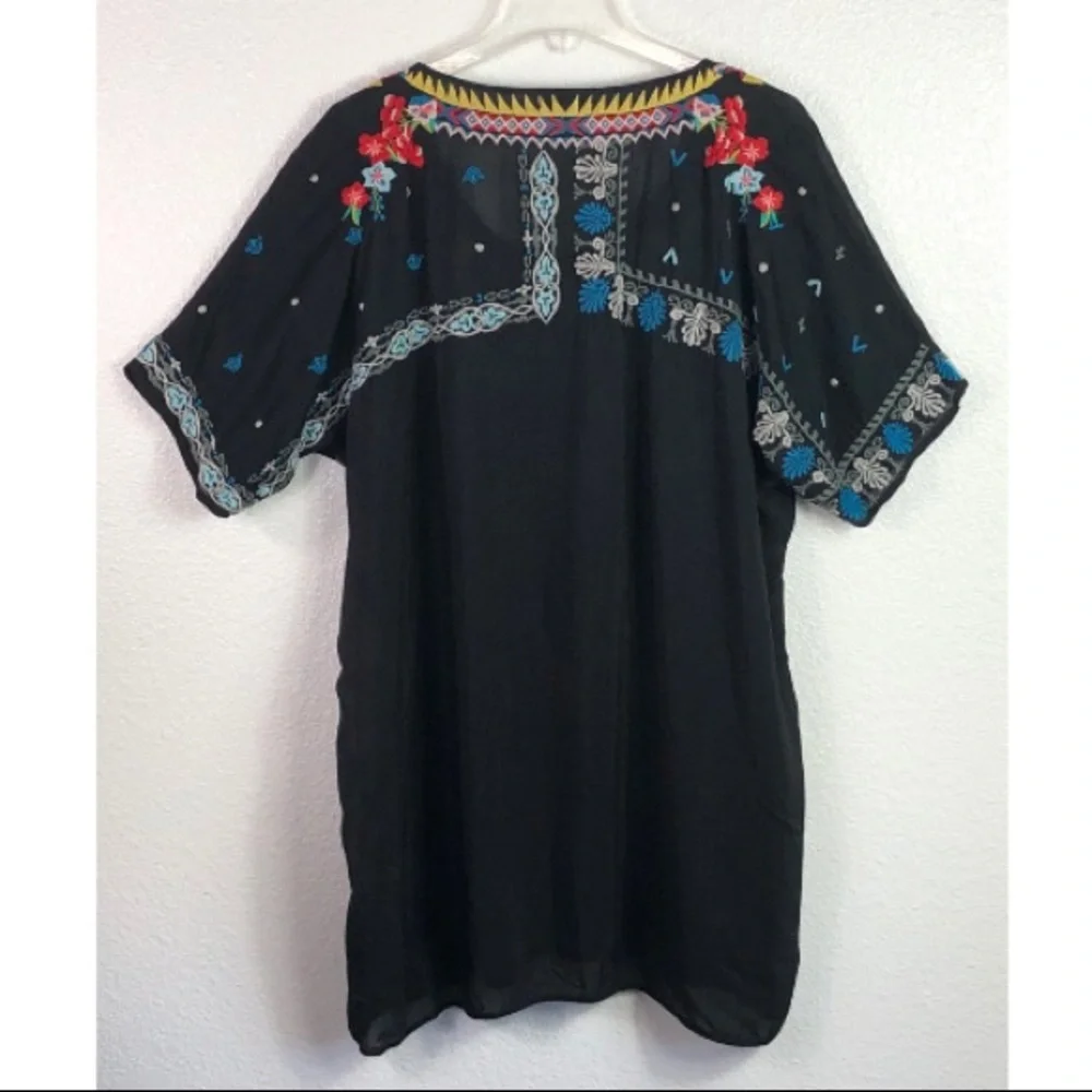Johnny Was Black Tunic with Colorful Embroidery-SO PRETTY! - Picture 6 of 8